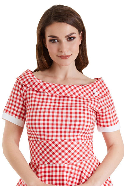 Darlene Retro Red Gingham Swing Dress