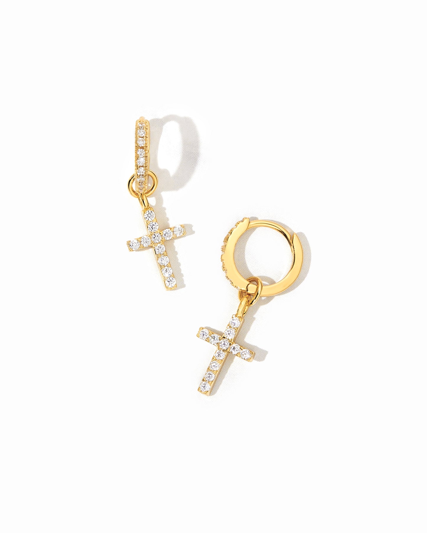 CZ Cross Charm Huggies