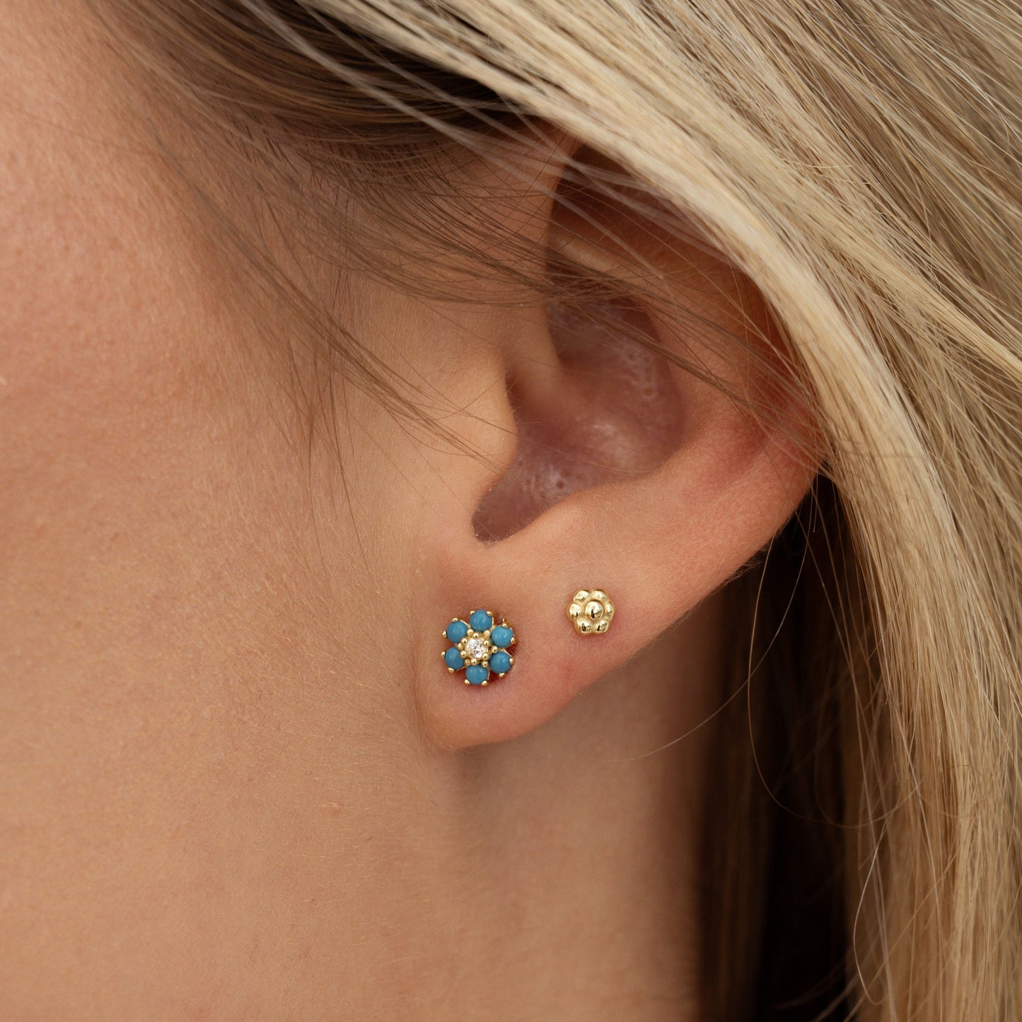 Turquoise Flower Studs