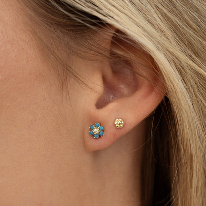 Turquoise Flower Studs