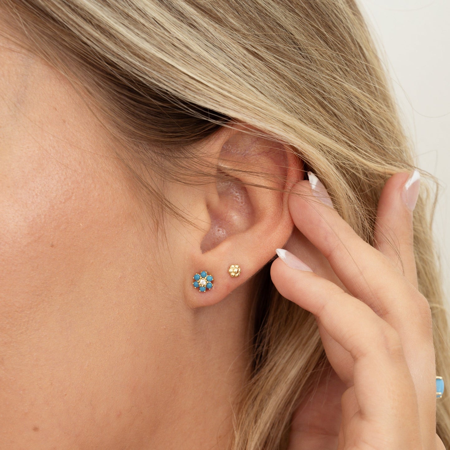 Turquoise Flower Studs