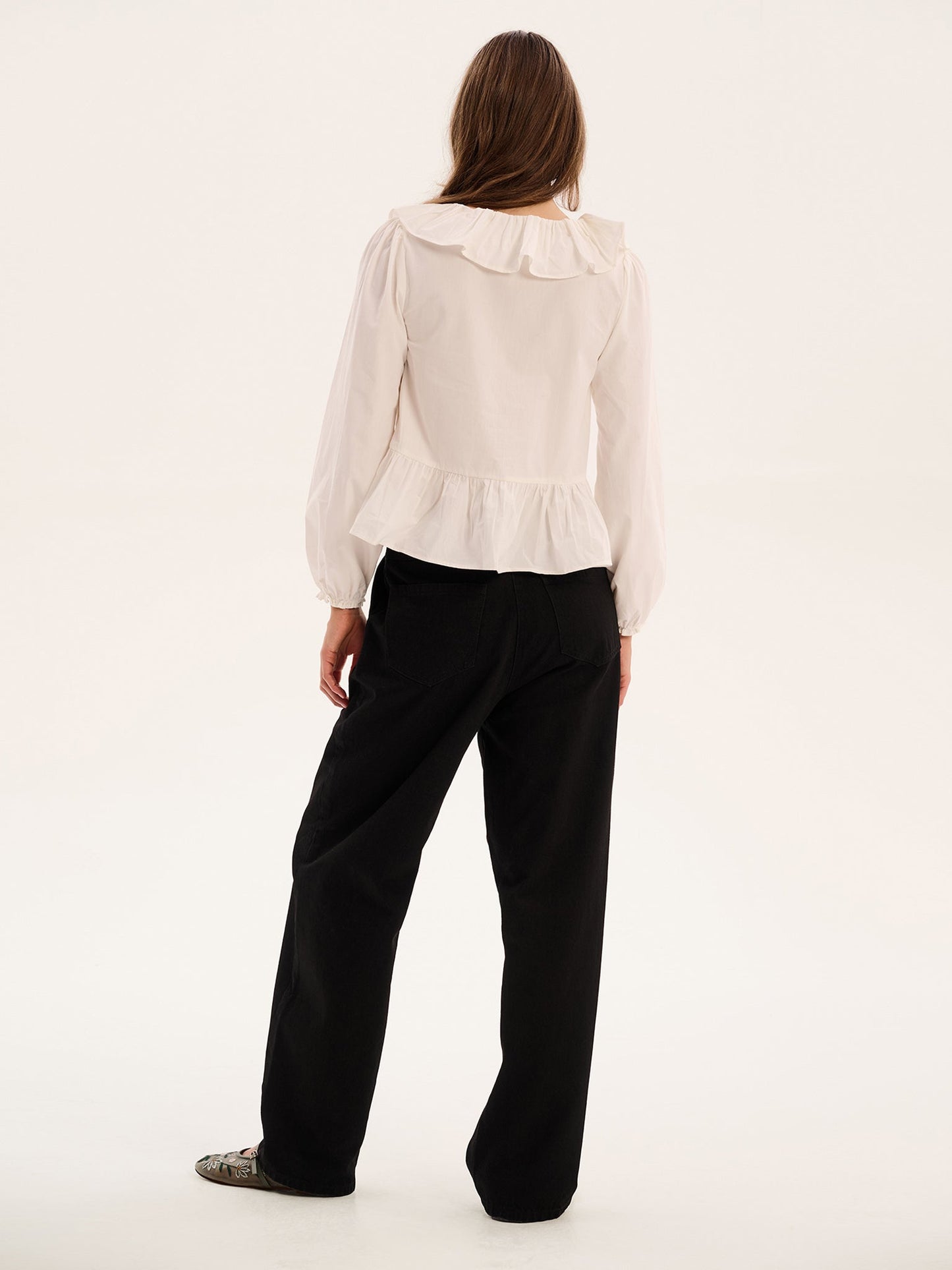 Selena Frill Blouse in White