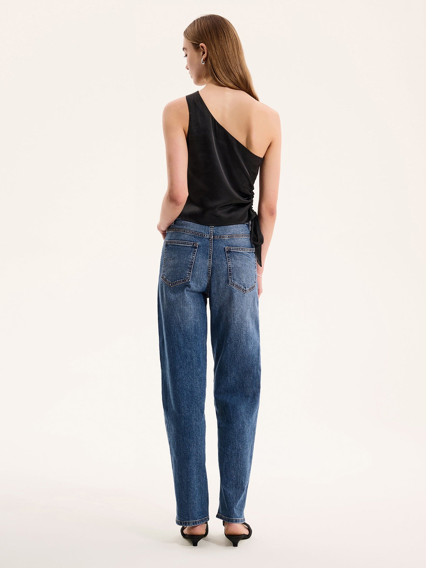 Sweeny One Shoulder Top in Black