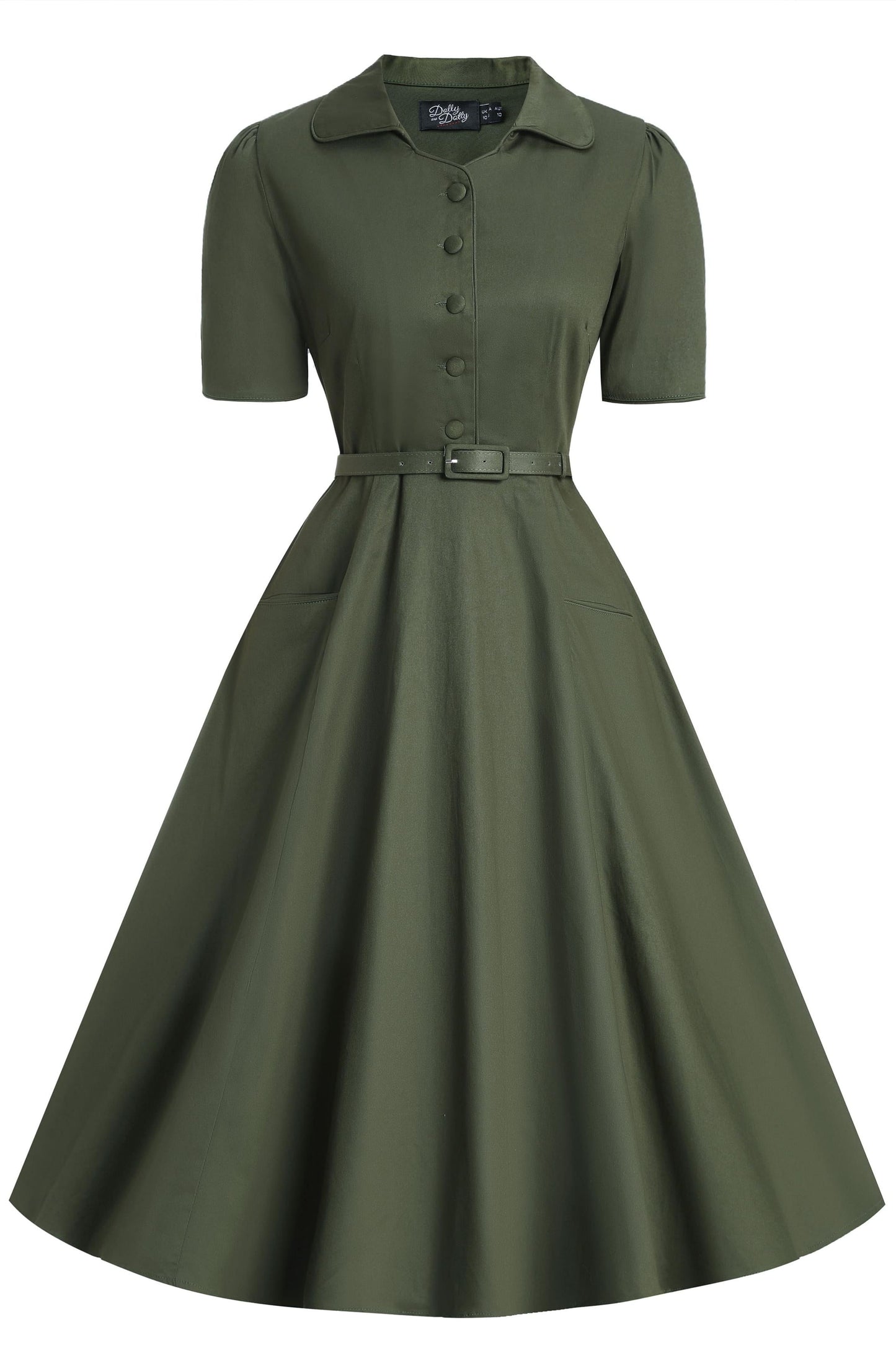 Mabel Olive Green Midi Shirt Dress
