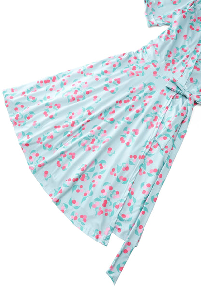 Matilda Baby Blue Cherry Wrap Dress