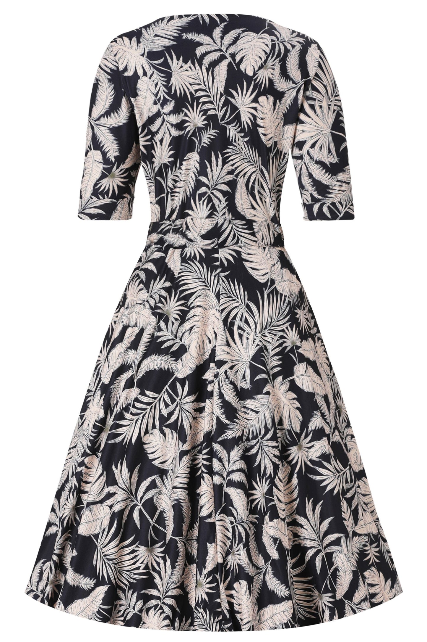 Matilda Palm Tree Wrap Dress in Navy Blue