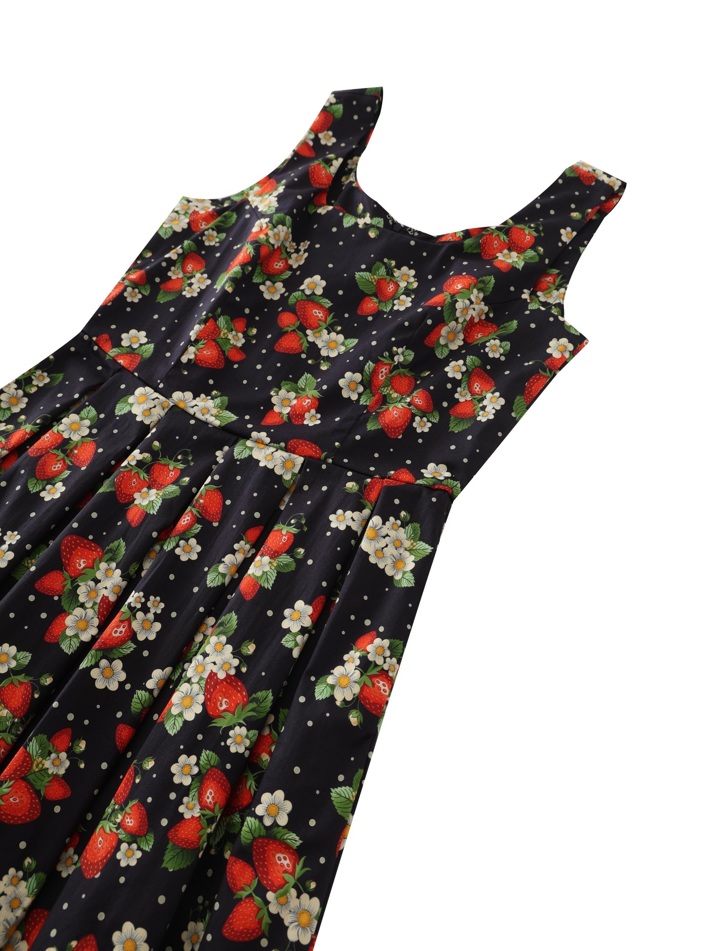 Ophelia Black Strawberry Midi Dress