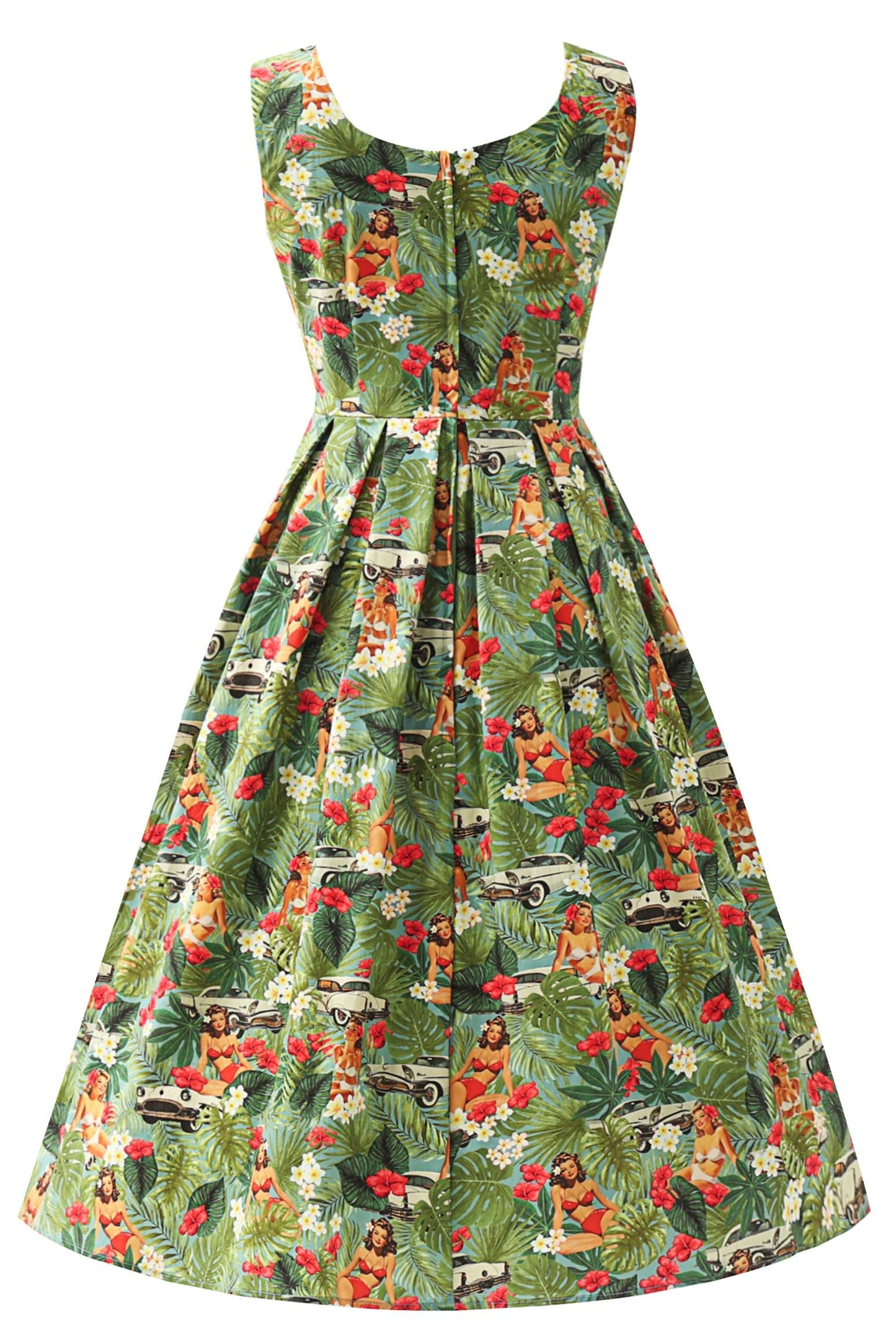 Ophelia Tropical Pinup Girl Midi Dress