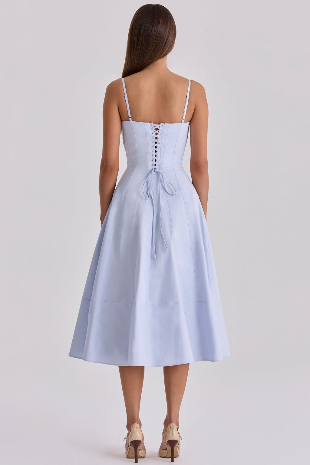 bluebell lace up cotton midi sundress