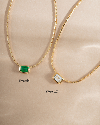 Emerald Baguette Bezel Statement Necklace