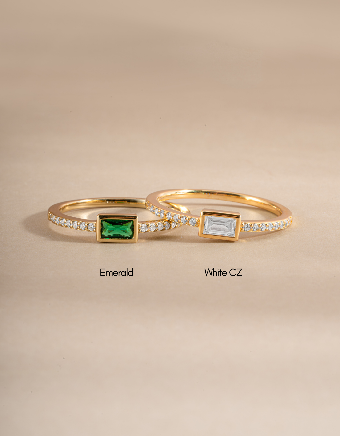 Baguette Ring w Pavé Band