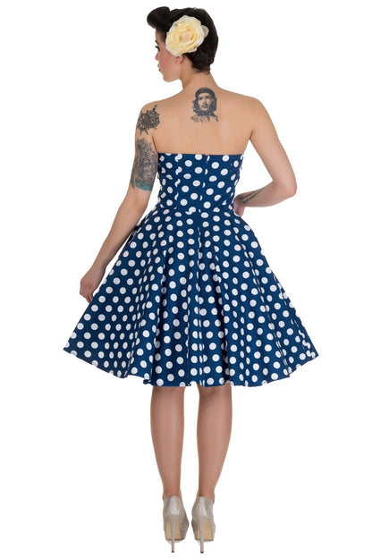 Melissa Bandeau Retro Rockabilly Dress in Navy