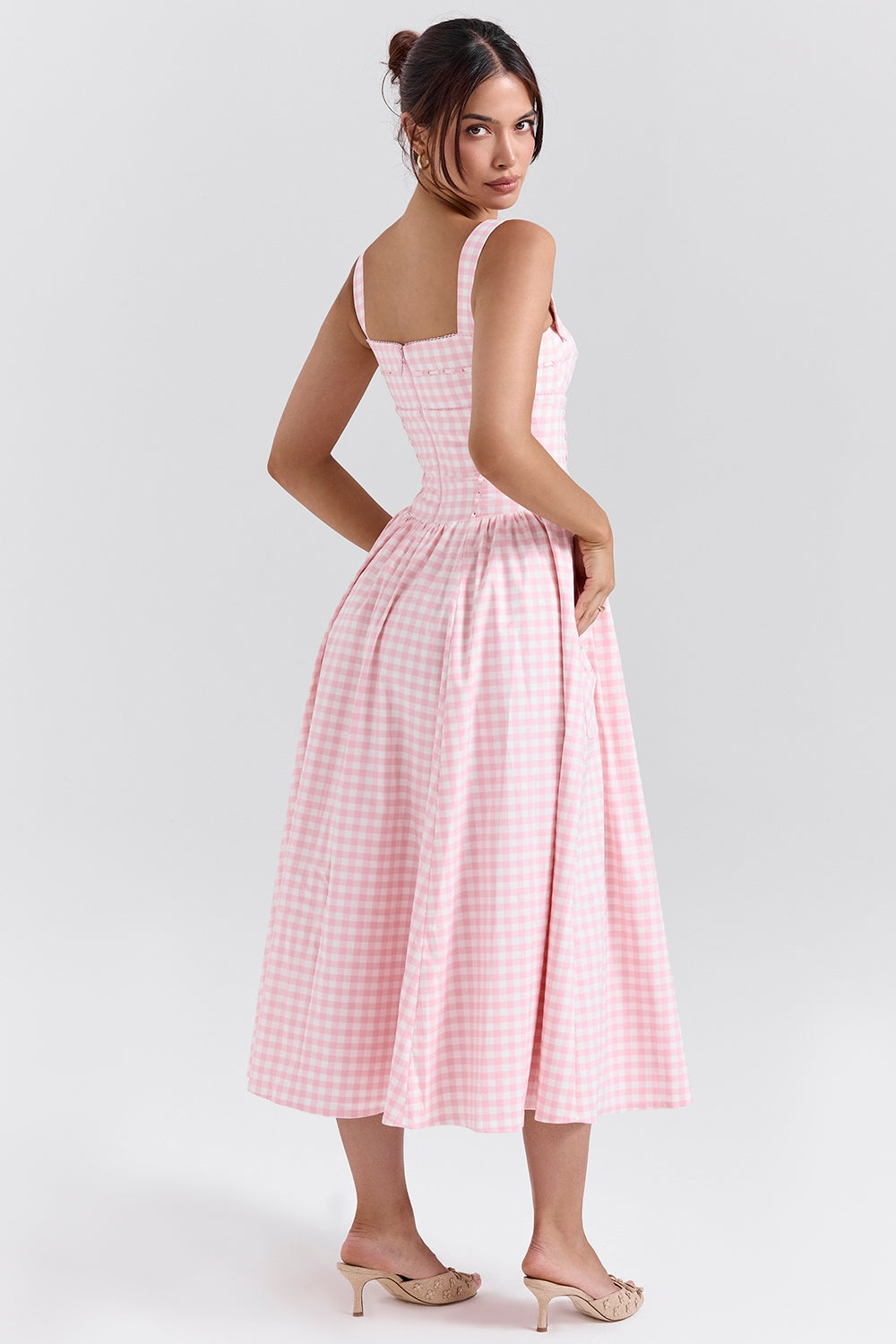strawberry shortcake gingham midi sundress