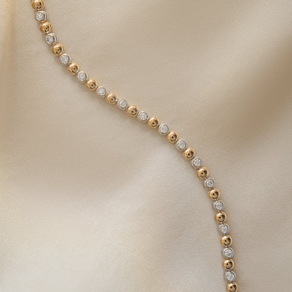 Mixed Metal Bead & Bezel Tennis Bracelet
