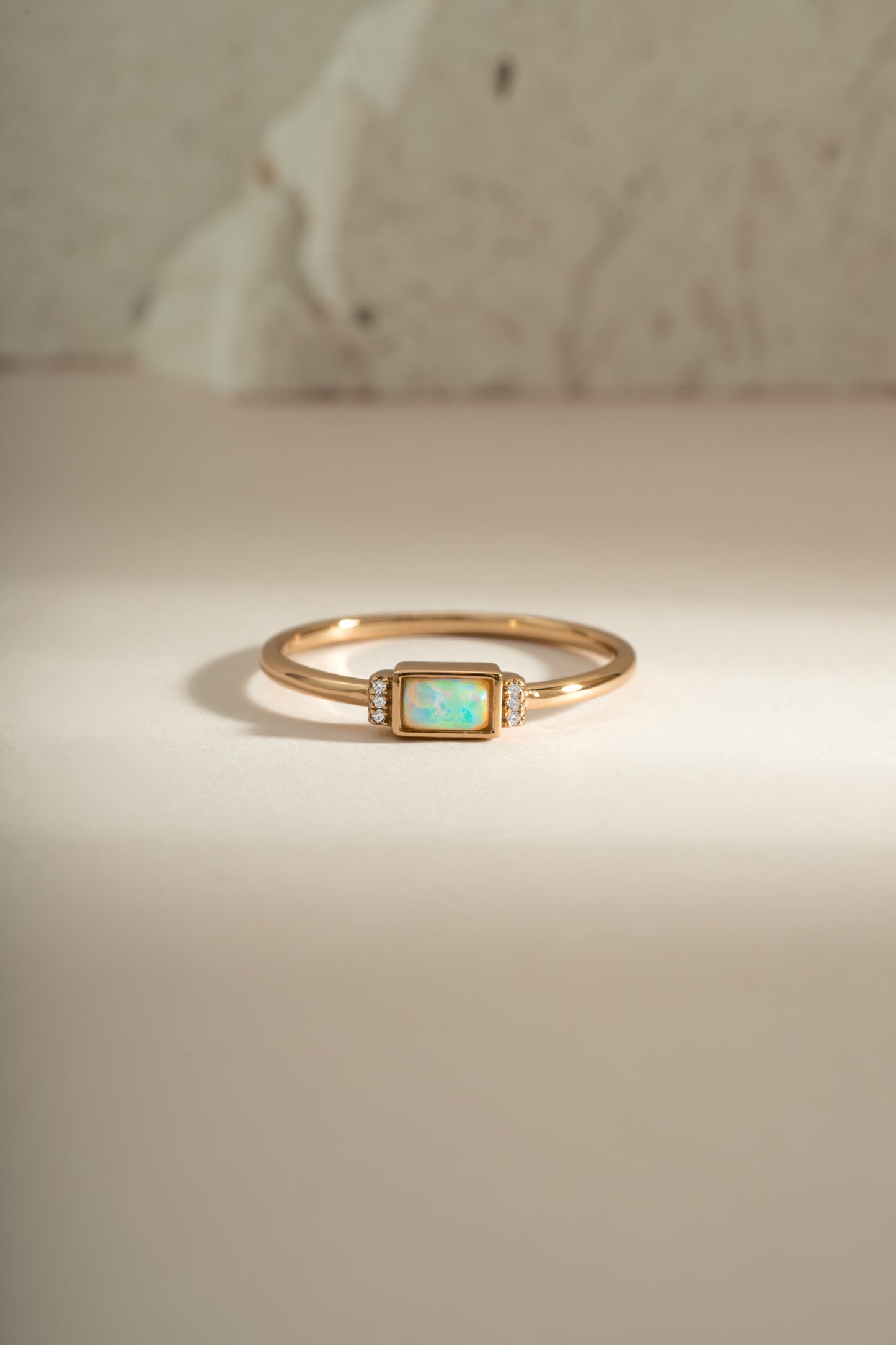Bezel Baguette Opal Ring
