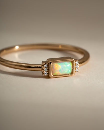 Bezel Baguette Opal Ring