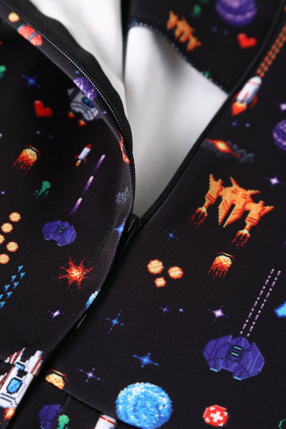 Amanda Black Retro Arcade Game Flared Dress