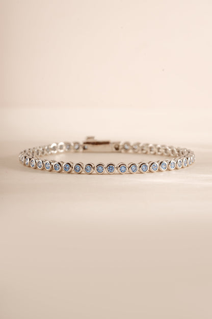 Aquamarine Bezel Tennis Bracelet