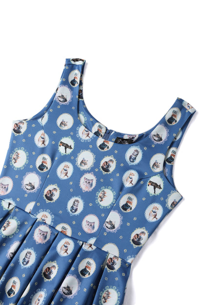 Amanda Blue Cat In The Mirror Swing Dress
