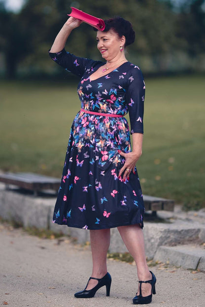 Billie Black Butterfly Long Sleeved Dress
