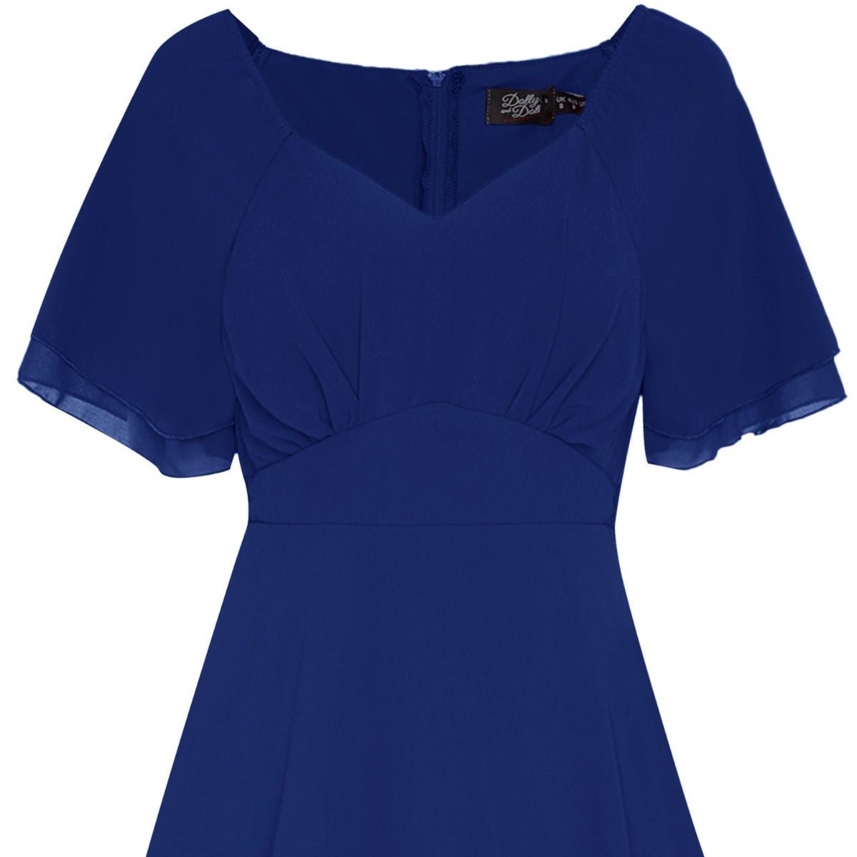 Meredith Comfortable Flattering Floaty Chiffon Dress in Royal Blue