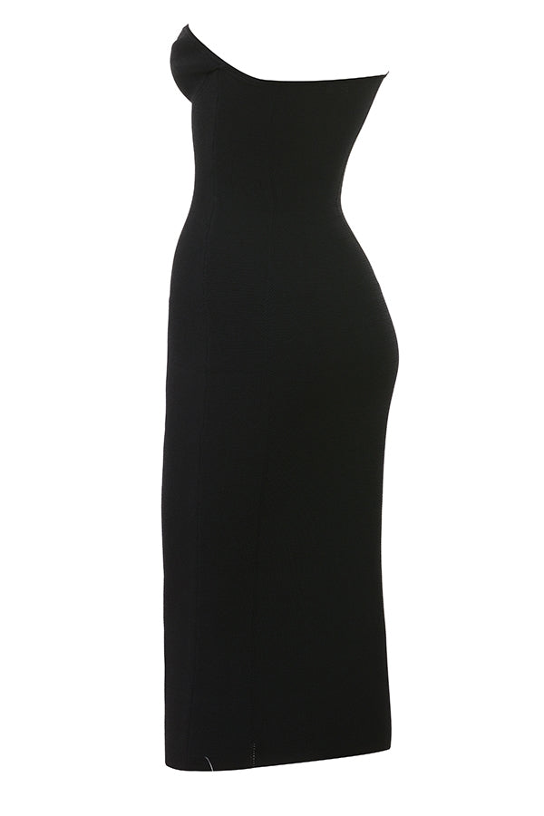 black strapless midi dress - sale
