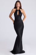 black satin maxi dress