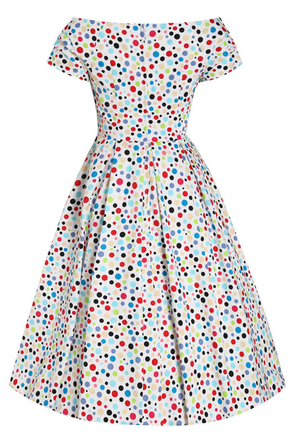 Lily Colourful Polka Dot Off Shoulder Dress
