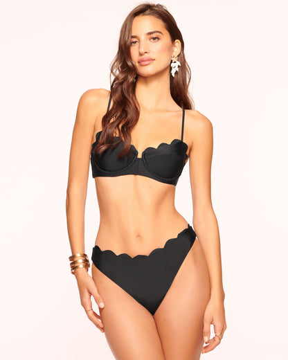 Leyla Scalloped Underwire Bikini Top | BLACK