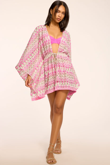 Mckala Chevron Knit Mini Coverup Dress