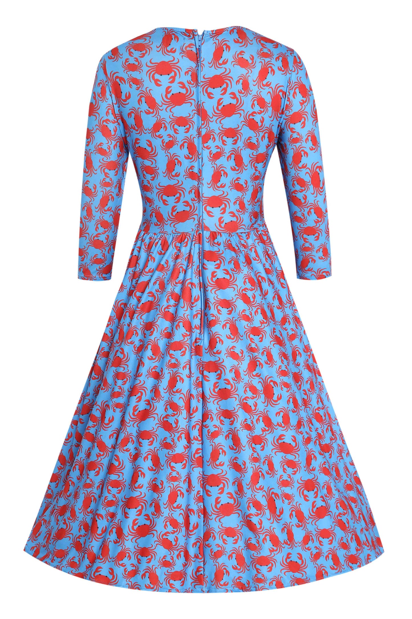 Billie Blue Crab Print Sleeved Dress