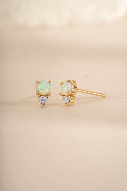 Opal & CZ Stud Earrings