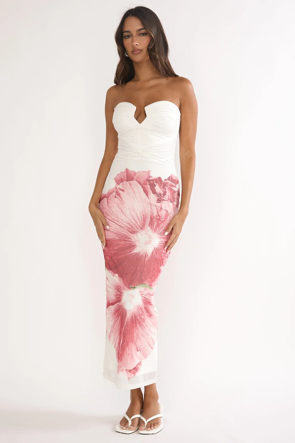 Lahita Strapless Midi Dress Hibiscus Fuchsia