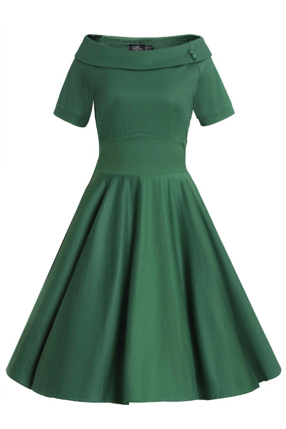 Darlene Green Roll Collar Circle Dress
