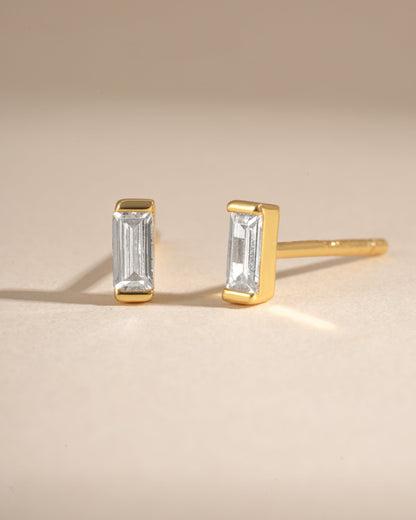 White CZ Baguette Stud Earrings