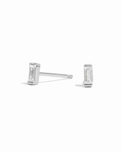 White CZ Baguette Stud Earrings