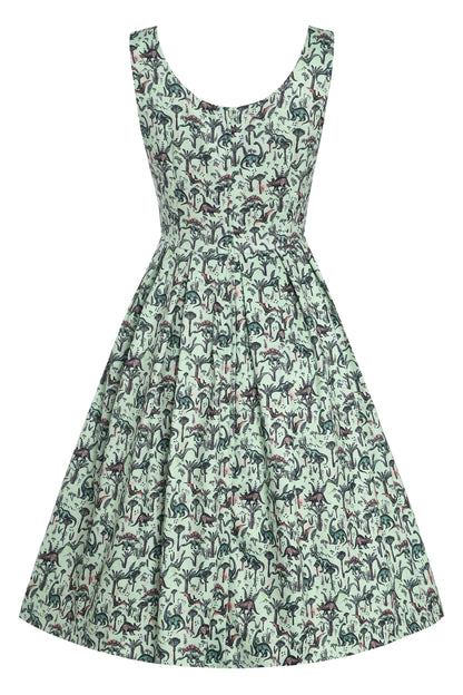 Amanda Dinosaur Green Flared Dress