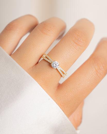 Double Shank Diamond Ring
