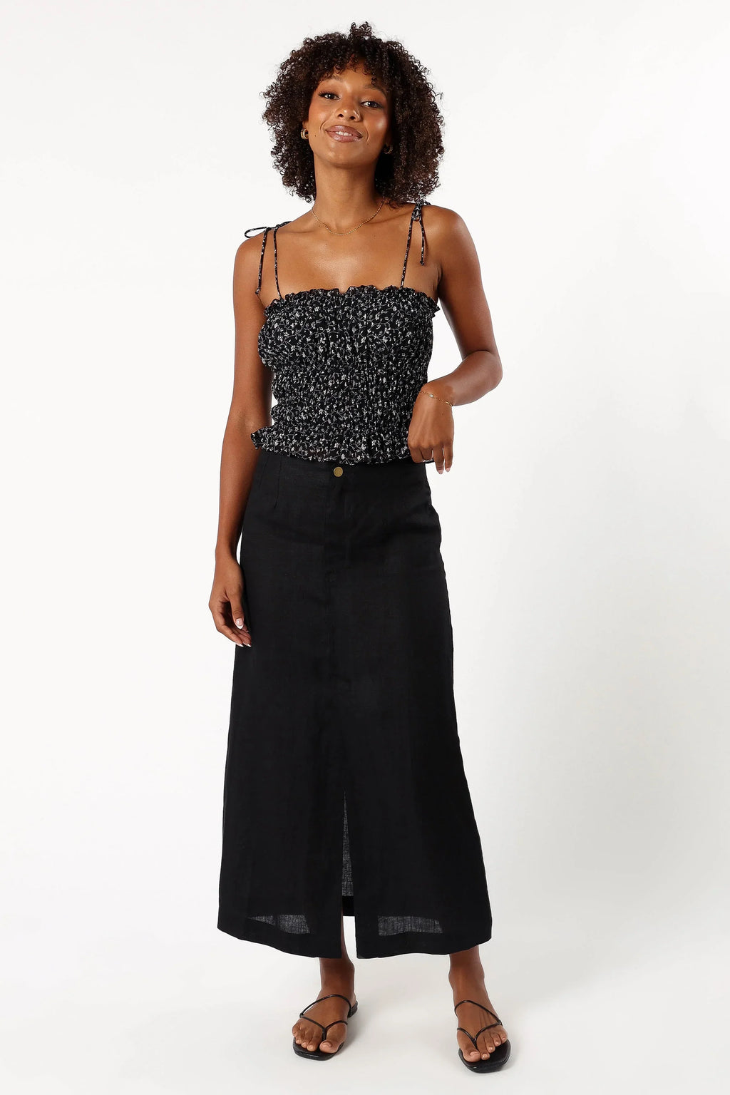 Allison Ruffle Top - Black Off White
