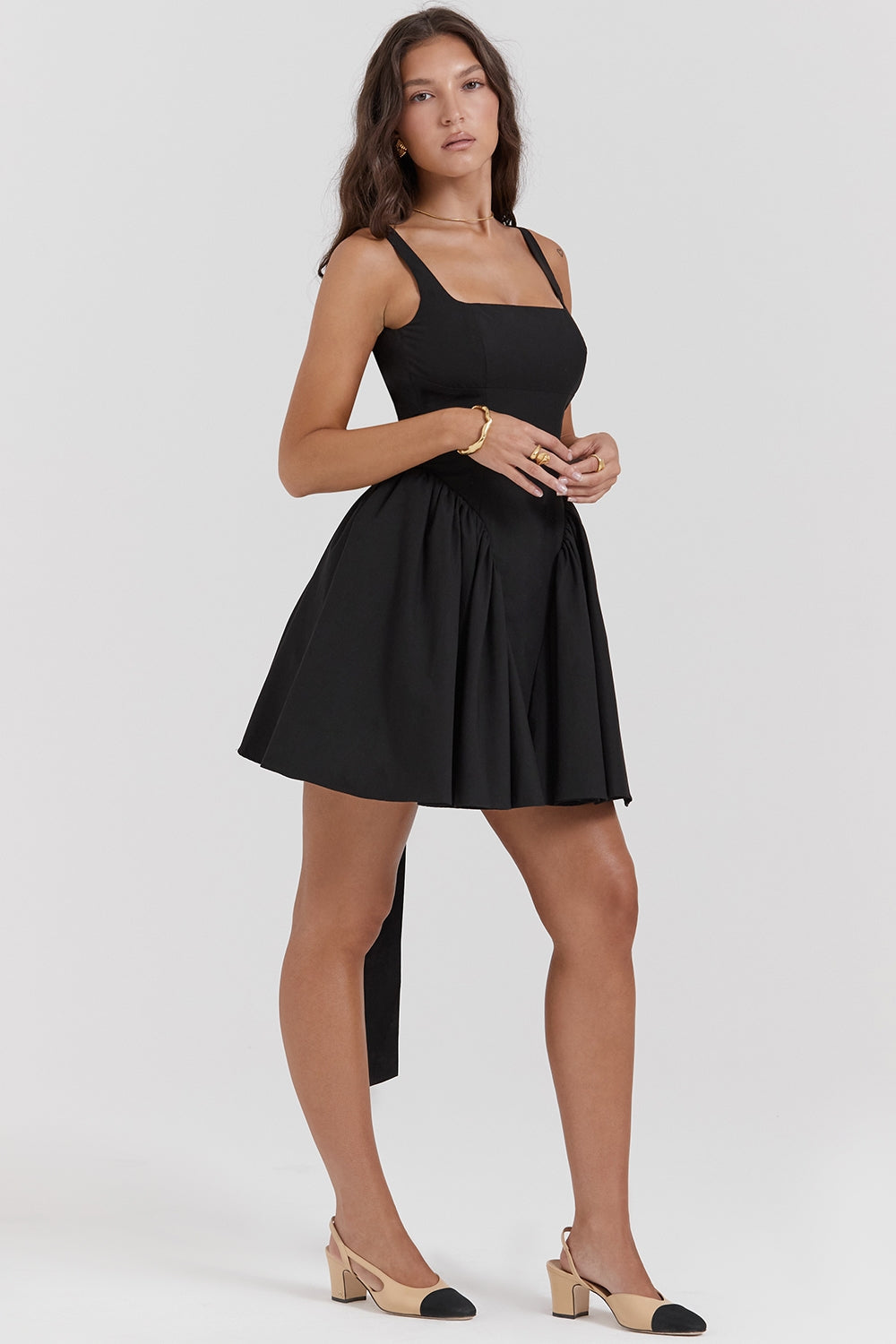 black bow mini dress