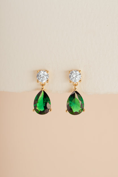 Camille Emerald Pear Drop Earrings
