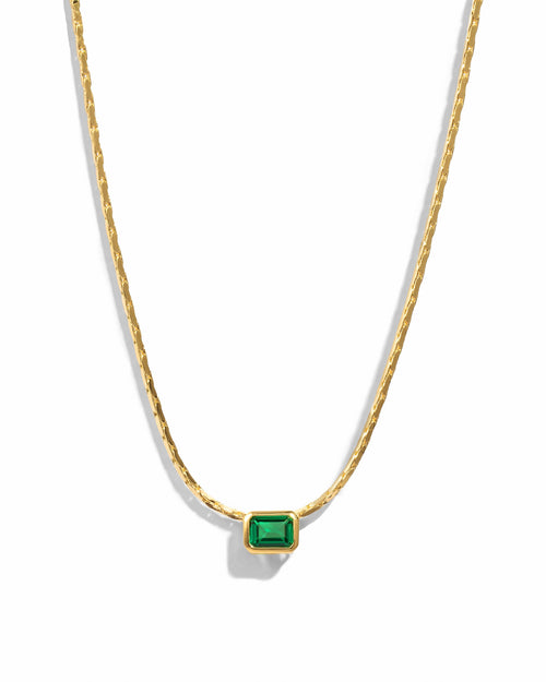 Emerald Baguette Bezel Statement Necklace