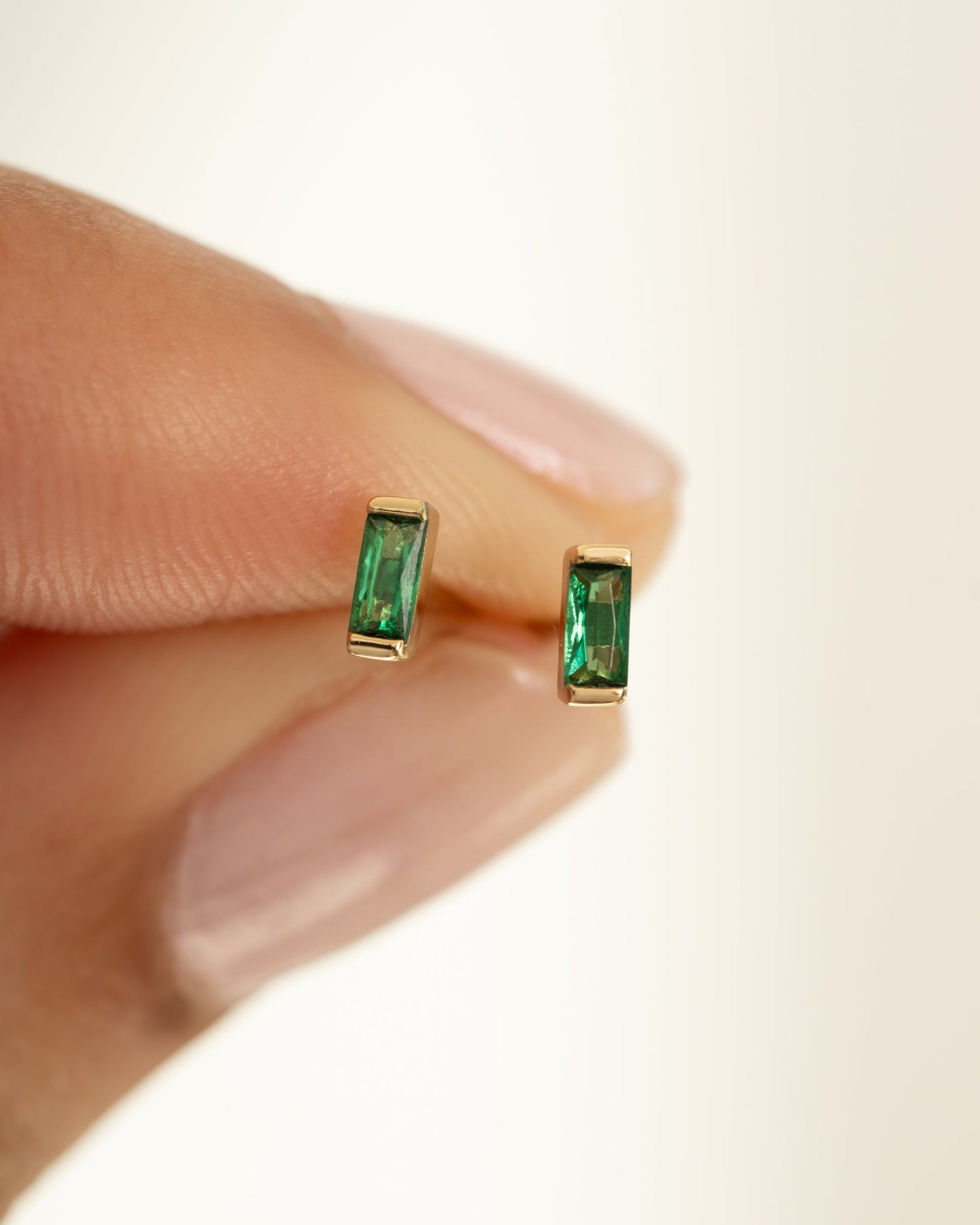 Emerald Baguette Stud Earrings