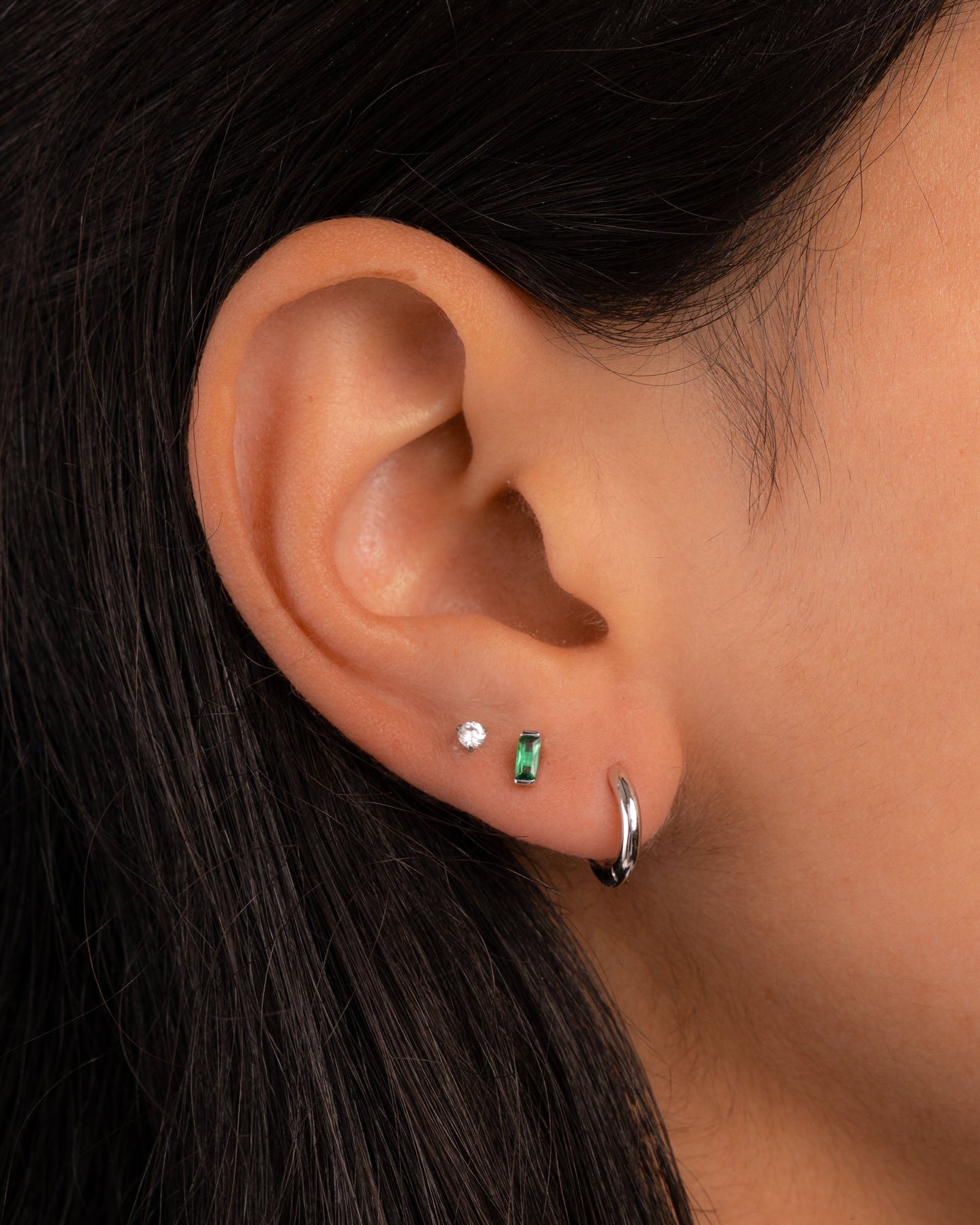 Emerald Baguette Stud Earrings