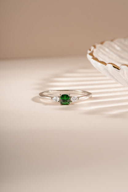 Emerald Cushion Ring