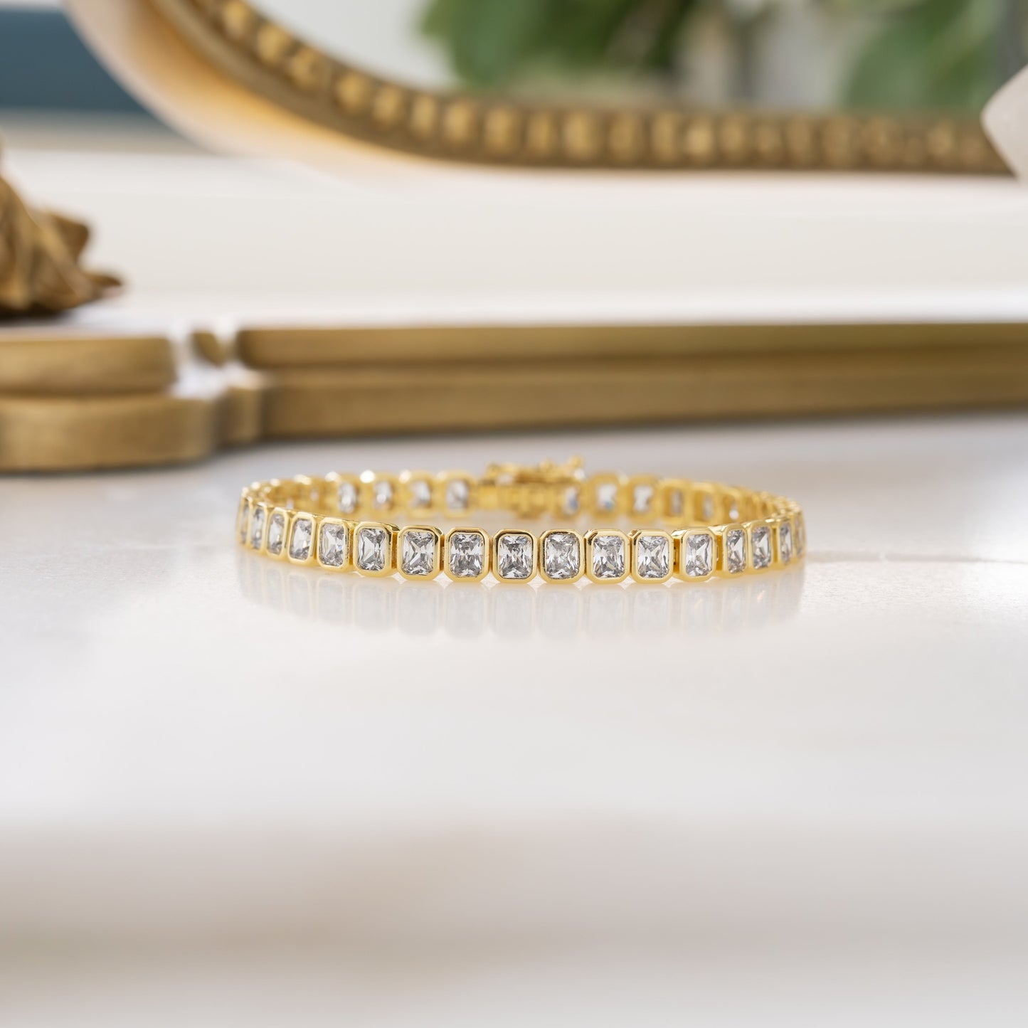 Emerald-Cut Bezel Tennis Bracelet