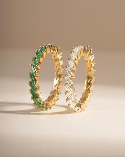 Slanted Emerald Baguette Ring