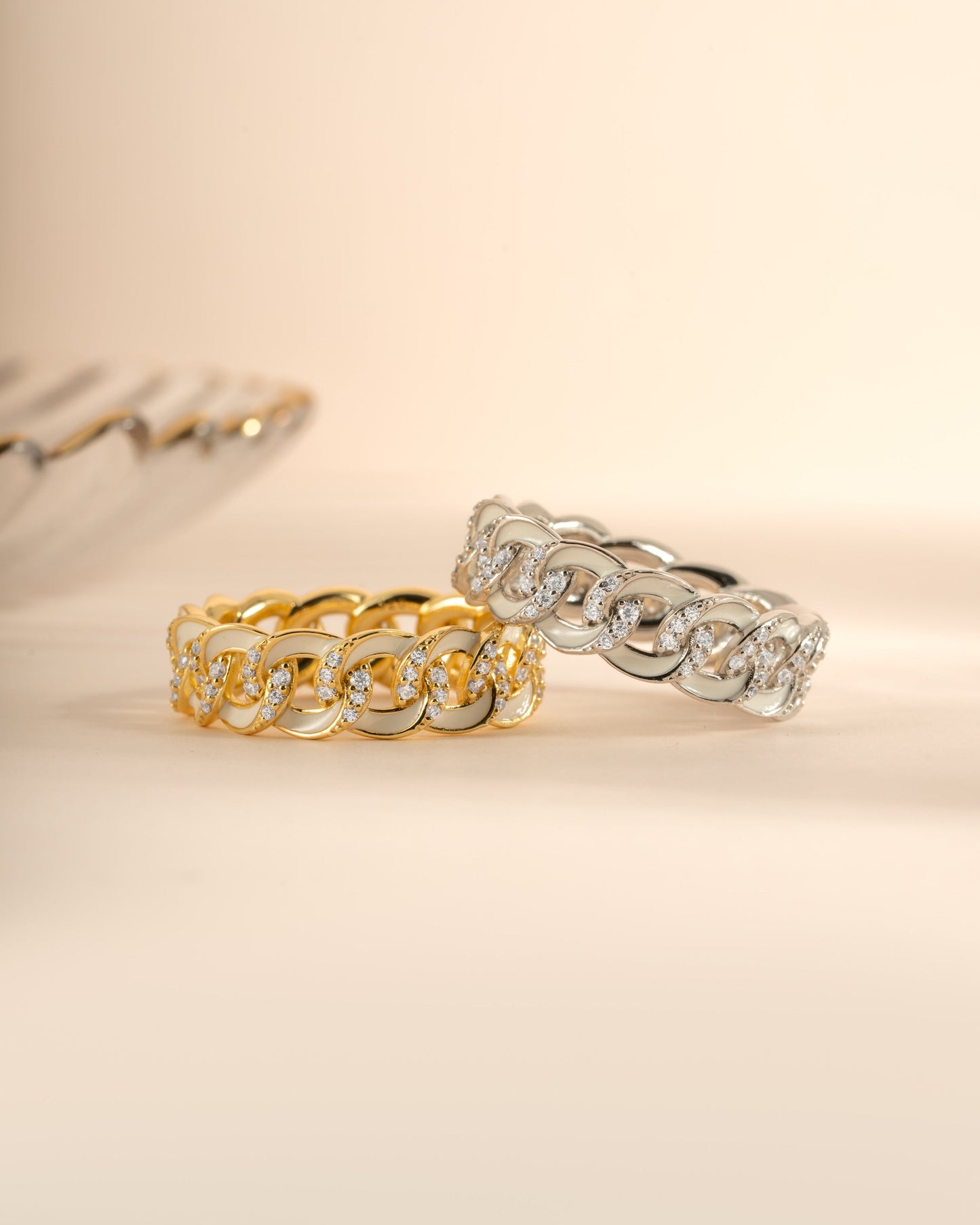 White Enamel Chain Ring