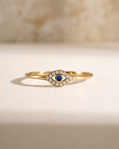 Tiny Blue Evil Eye Ring