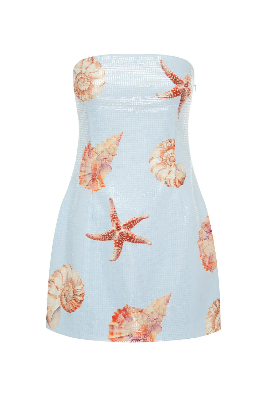 IBIZA MINI DRESS - ICE BLUE SEASHELL